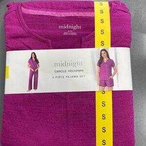 NEW Midnight Women's Set S Carole Hochman 3-Piece Pajama Set Pink